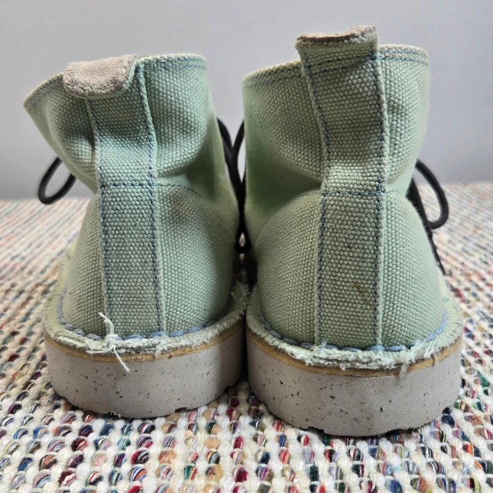 Clarks Originals Desert Chukka Boot Women 7.5 Canvas Pastel Green Chunky Vegan‎